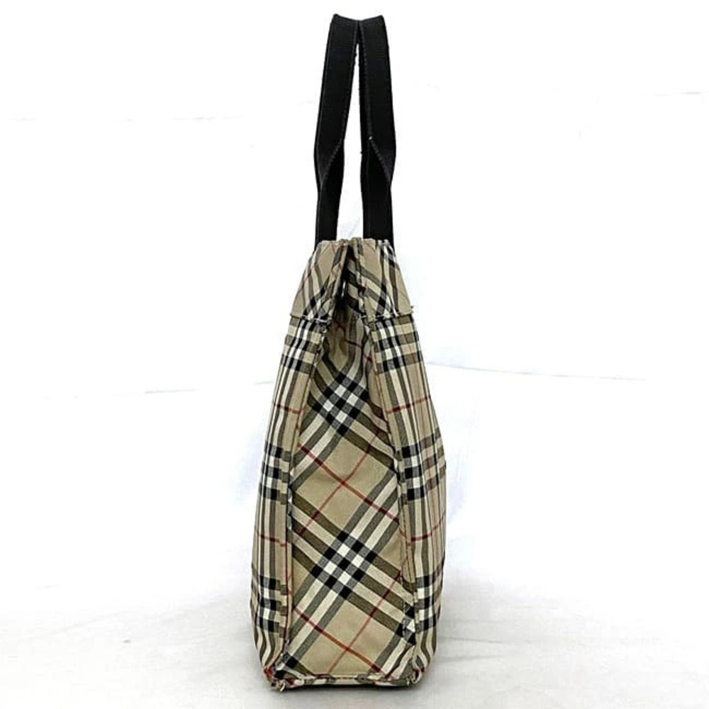 Burberry Shokai Label Blue Beige Check Tote Sanyo Handbag Black s Bag